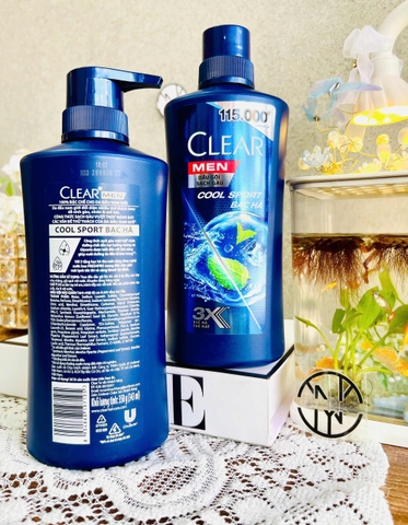 CHAI DẦU GỘI CLEAR MEN 350g BẠC HÀ 3X SẠCH GẦU (5)