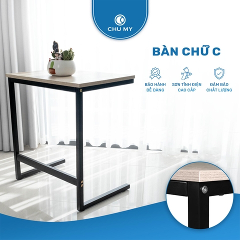 Bàn góc chữ C CHU MY chân sắt, thiết kế hiện đại, đa năng