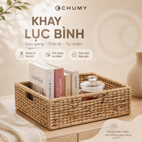 Khay Lục Bình Tự Nhiên Đựng Đồ Decor Bền Đẹp, Đa Năng