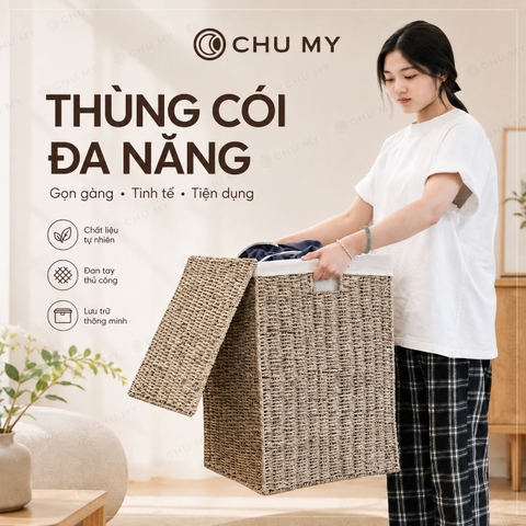 Thùng Cói Đa Năng Có Vải Lót – Giỏ Đựng Đồ Tự Nhiên Bền Đẹp