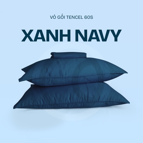 Vỏ gối Tencel 60s CHU MY - Xanh Navy - TS-125