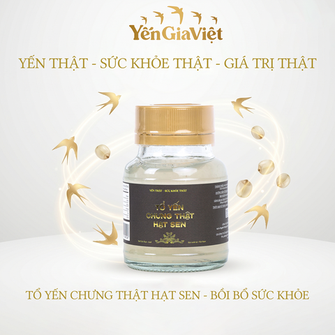 Set 6 hũ tổ yến chưng thật hạt sen Yến Gia Việt cao cấp chứa 7.5g yến tươi giúp ăn ngon, ngủ ngon - hũ 75ml