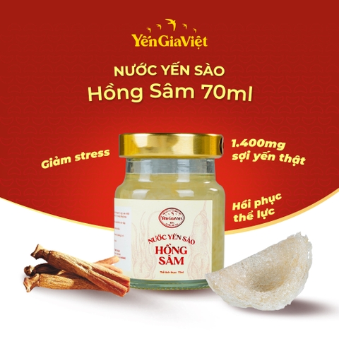 Set 6 hũ nước yến sào Hồng sâm Yến Gia Việt giúp bồi bổ sức khỏe, tốt cho tim mạch, tăng sinh lực - hũ 70ml