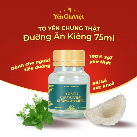 Tổ Yến Chưng Thật Đường Ăn Kiêng 75ml - Hộp 6 Hũ