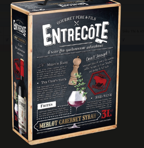 <b>Vang Bịch Đỏ Pháp Entrecote (3liter)</b><br>3L | 14%