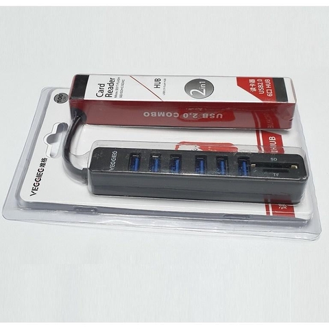 Bộ chia USB 2.0 + đầu đọc thẻ nhớ 8 trong 1 VC306 | Hàng chính hãng