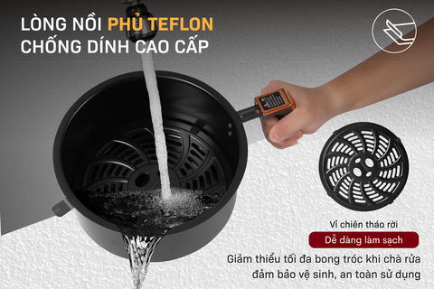 Nồi chiên không dầu Fujihome AG6D 6 lít nhiệt cao 270°C, tiết kiệm điện