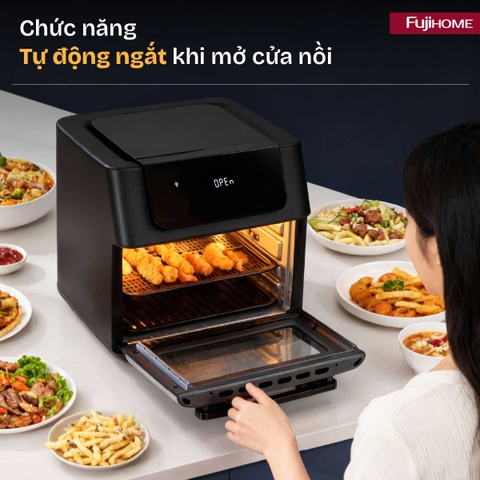 Nồi chiên không dầu cỡ lớn Fujihome A16D 16L – lò quay cho nhà đông người