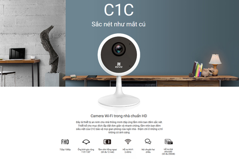 Camera WiFi Ezviz C1C-B H.265 2MP chính hãng