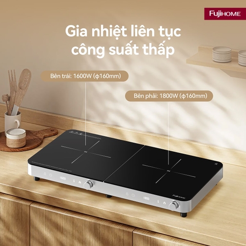 Fujihome IC2602S – bếp từ đôi 3400W núm xoay, nấu canh và xào cùng lúc cho bữa cơm nhà