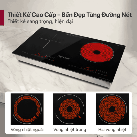 Fujihome IC2519 – bếp đôi từ + hồng ngoại 4400W dùng được nồi đất, nồi nhôm