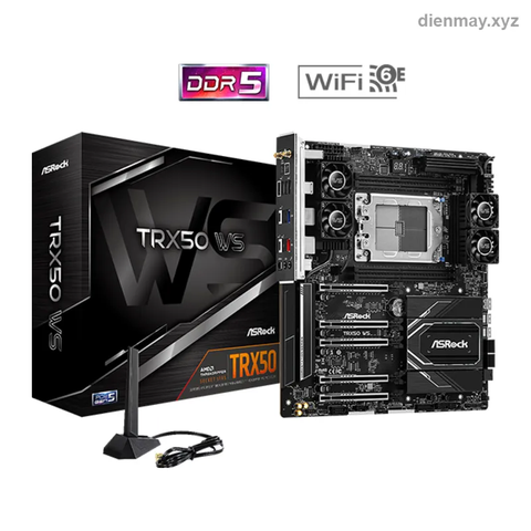 Mainboard ASRock TRX50 WS (AMD TRX50, Socket sTR5, EATX, 4 khe DDR5 ECC RDIMM) - Máy trạm HEDT cho dựng hình 3D, AI, render và xử lý dữ liệu lớn
