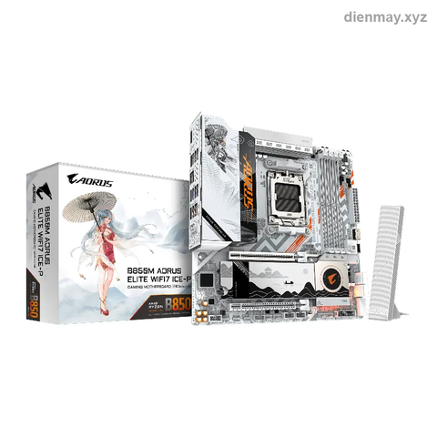 Mainboard Gigabyte B850M AORUS ELITE WIFI7 ICE-P DDR5 (AM5, Micro-ATX, Trắng) - Build PC AMD AM5 tông trắng, gaming