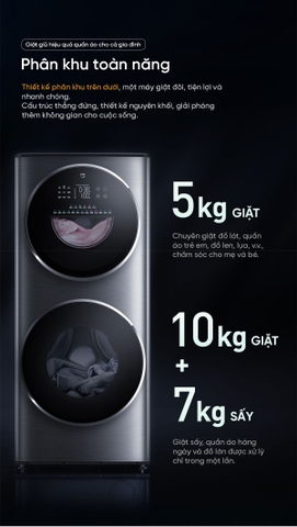 Máy Giặt Sấy Xiaomi MJ206 15kg 7kg | Động Cơ Inverter, Giặt Hơi Nước, Kết Nối App | Chính Hãng, Giá Tốt