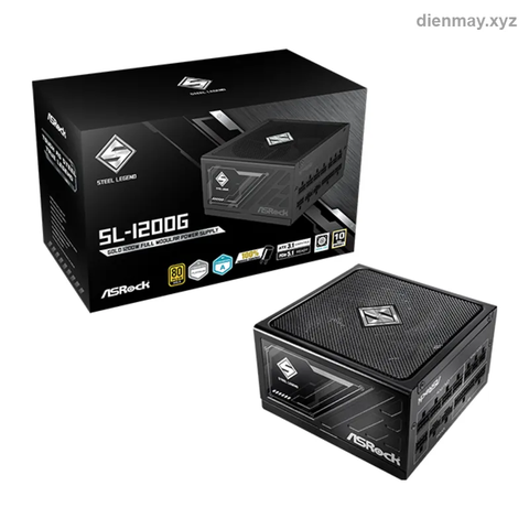 Nguồn máy tính ASRock Steel Legend SL-1200G 1200W 80 Plus Gold Full Modular (ATX 3.1, PCIe 5.1) - Hệ thống gaming cao cấp dùng VGA RTX 40/50 series
