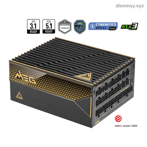 Nguồn máy tính MSI MEG Ai1600T PCIE5 Draco Epic Edition 1600W 80 Plus Titanium - PC cao cấp, workstation dùng GPU RTX 5090 hoặc nhiều GPU