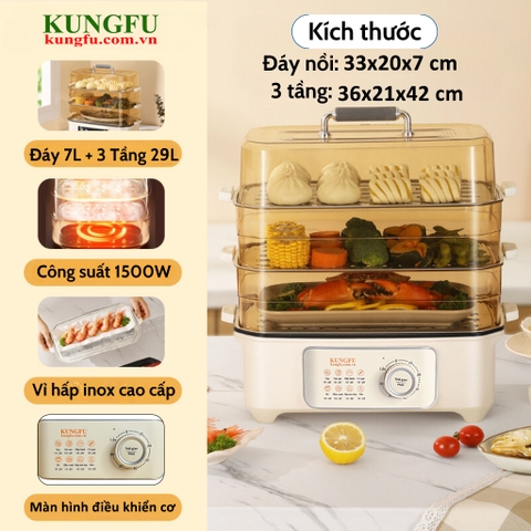 Nồi lẩu hấp đa năng Kungfu KF-NHM01 (vặn cơ) | Hàng chính hãng