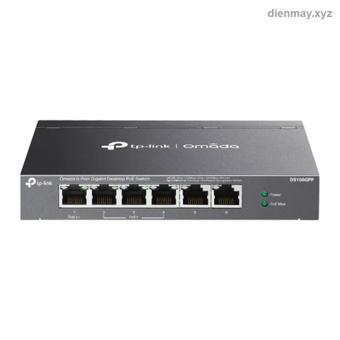 Switch PoE 6 cổng Gigabit TP-Link Omada DS106GPP PoE++ - Văn phòng, cửa hàng cần cấp PoE cho camera và access point, cắm là chạy