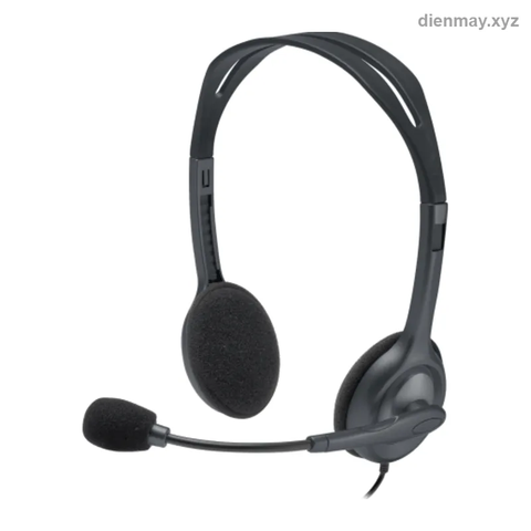 Tai nghe Logitech H111 Stereo Headset có mic, jack 3.5mm, Đen - Học online, họp trực tuyến và gọi điện văn phòng