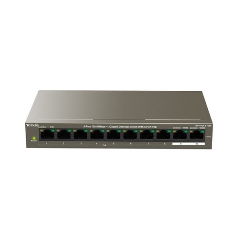 Switch PoE Tenda TEF1110P-8-63W 10-Port 10/100Mbps PoE | Hàng chính hãng