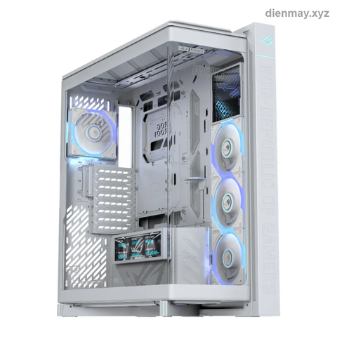 Vỏ case ASUS ROG Cronox ARGB White Edition Full Tower (EATX, kèm 4 quạt ARGB) - Build PC gaming cao cấp tông trắng, khoe linh kiện