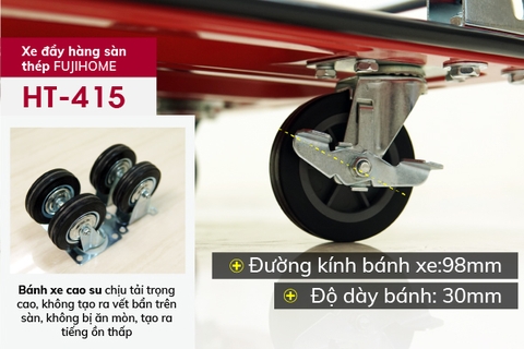 Xe đẩy hàng 4 bánh gấp gọn Fujihome HT-415 tải 150kg – chuyển đồ nhà, văn phòng nhẹ tênh
