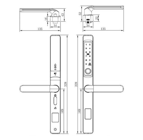 Khóa điện tử cửa nhôm Yale YDMA 100NP