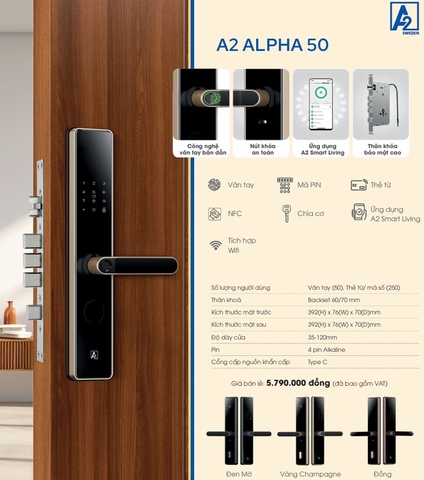 Khóa thông minh A2 Sweden Alpha 50