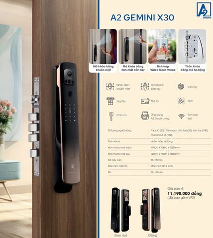 Khóa thông minh A2 Gemini X30, FaceID