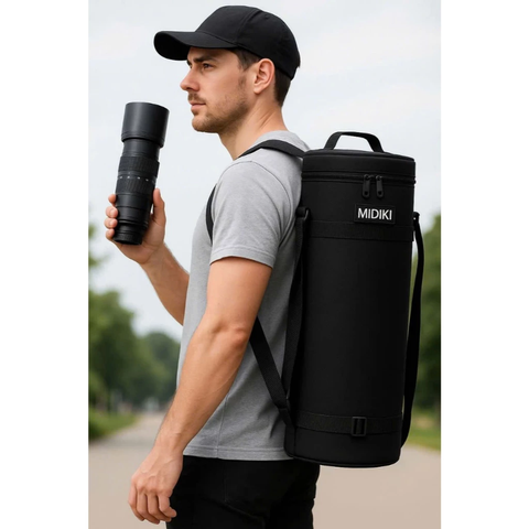 Túi đựng lens ống kính máy ảnh của MIDIKI 41x17cm vải pvc phủ nhựa kháng nước, chống sốc có tay xách