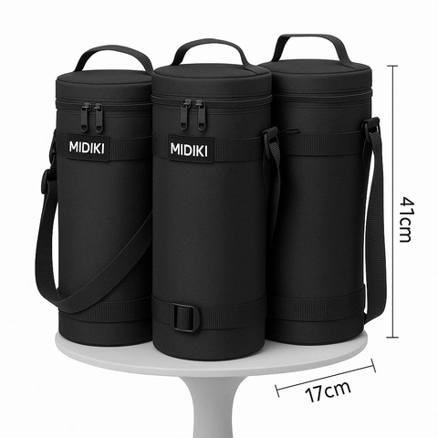 Túi đựng lens ống kính máy ảnh của MIDIKI 41x17cm vải pvc phủ nhựa kháng nước, chống sốc có tay xách