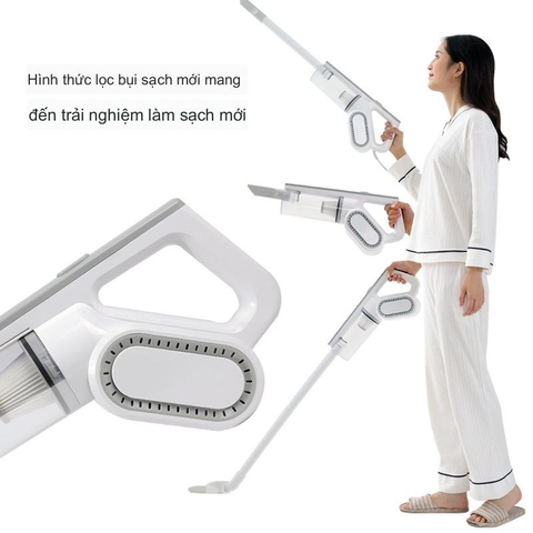 Máy hút bụi trắng cầm tay kaisa villa cho gia đình lực hút lớn, tiếng ồn thấp, siêu tiện lợi