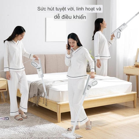 Máy hút bụi trắng cầm tay kaisa villa cho gia đình lực hút lớn, tiếng ồn thấp, siêu tiện lợi