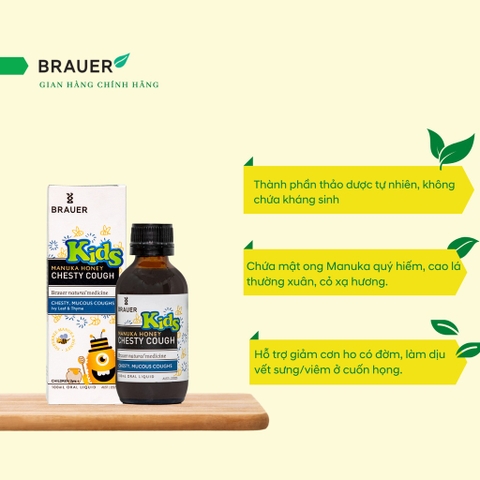 Siro giảm ho có đờm dạng lỏng Brauer Chesty Cough cho bé từ 2 tuổi trở lên 100ml