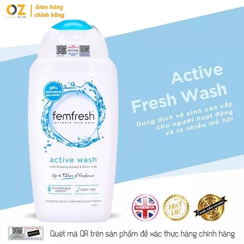 Dung dịch vệ sinh phụ nữ cao cấp năng động Femfresh Active Wash 250ml