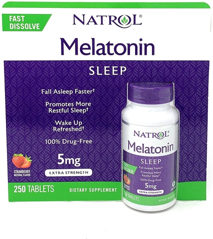 Hỗ trợ giấc ngủ ngon Natrol Melatonin Sleep 5mg 250 viên giúp ngủ ngon, cải thiện chứng mất ngủ mệt mỏi lo âu (ngậm)