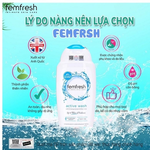 Dung dịch vệ sinh phụ nữ cao cấp năng động Femfresh Active Wash 250ml