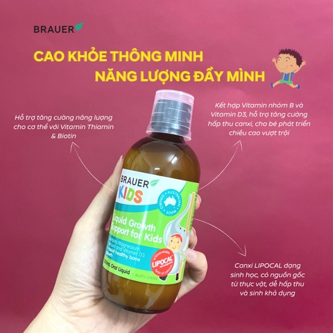 Siro vitamin tổng hợp và sắt cho trẻ từ 3 tuổi brauer liquid multivitamin with iron tăng đề kháng chai 200ml