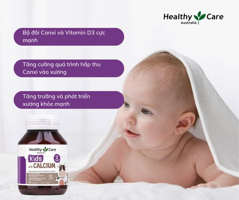 Canxi sữa cho bé Healthy Care Kids Milk Calcium 60 viên