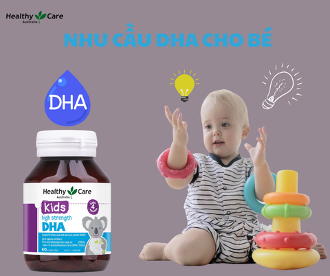 DHA Healthy Care Kids High Strength phát triển trí não cho bé 60 viên