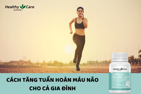 Bổ não ginkgo bibola 2000mg Healthy Care hỗ trợ tuần hoàn máu não hộp 100 viên
