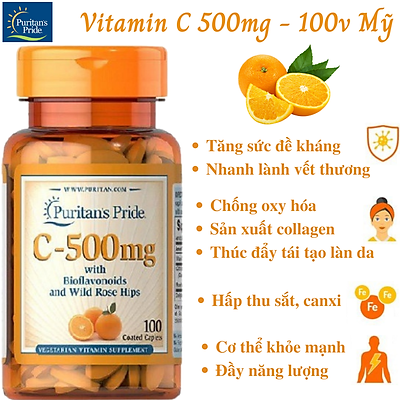 Bổ sung vitamin C Puritan's Pride 500mg 100 viên