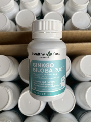 Bổ não ginkgo bibola 2000mg Healthy Care hỗ trợ tuần hoàn máu não hộp 110 viên