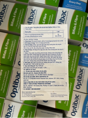 Thực phẩm bảo vệ sức khoẻ Optibac Bifido&Fiber 30 sachets