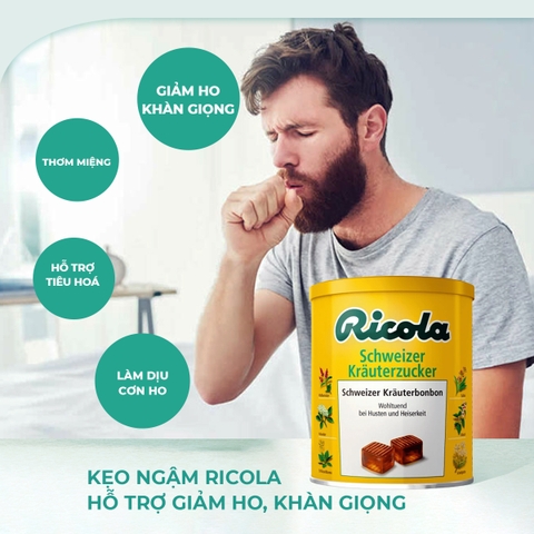 Kẹo thảo dược Ricola Original Herb 250g giảm ho, đau rát viêm họng