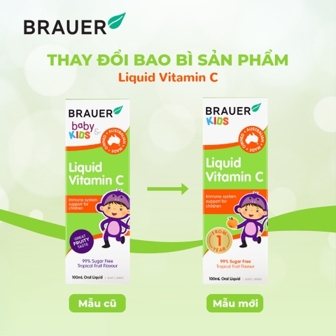 Siro vitamin c brauer baby kids liquid cho trẻ trên 1 tuổi tăng cường đề kháng chai 100ml