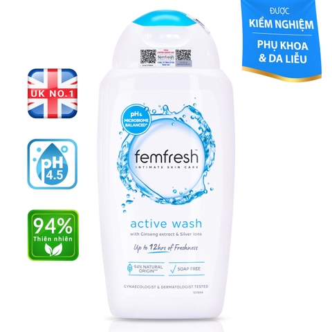 Dung dịch vệ sinh phụ nữ cao cấp năng động Femfresh Active Wash 250ml