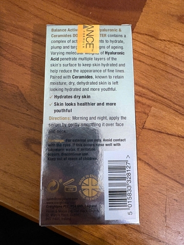 BALANCE ACTIVE FORMULA HYALURONIC ACID + CERAMIDES DOUBLE BOOSTER 30ML