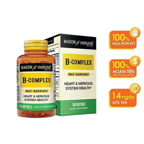 Mason Natural B-Complex 100 vên bổ sung vitamin nhóm B hỗ trợ sức khoẻ hệ thần kinh