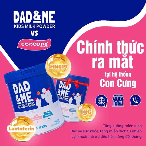 Sữa Dad & Me Kids Milk Powder with Lactoferrin từ 3 tuổi 800g